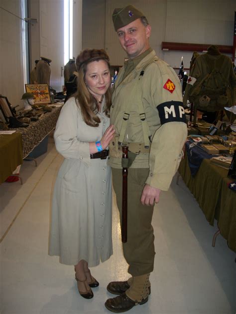WWII American GI Home Front Impression Military Policeman And Lovely Civilian Lady British