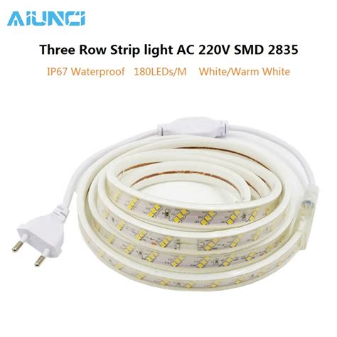 Ac 220v 3 Row Strip Light Led Strip 2835 180ledsm Ip67 Waterproof With