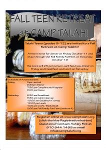 Fall Teen Retreat Camp Talahi Retreat And Nature Center