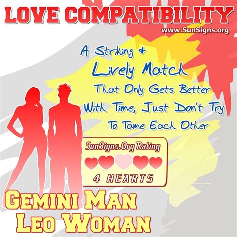 Gemini Man And Leo Woman Love Compatibility Sun Signs