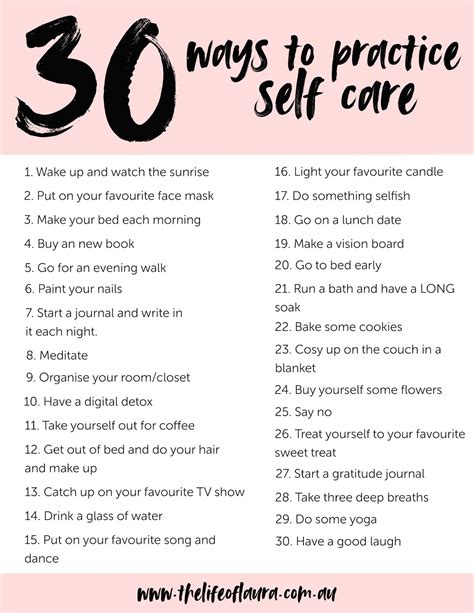 30 Ways To Practice Self Care — The Life Of Laura