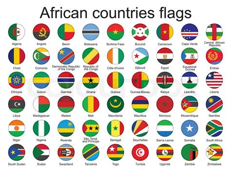 Set Of Round Buttons With Flags Of Africa Vector Illustration Stock