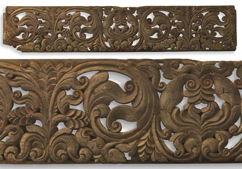Vintage Javanese Hand Carved Floral Decorative Wall Panel Recovery Curios