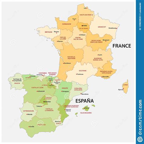 Mapa Administrativo Y Político De España Y De Francia En El Resp
