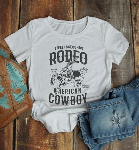 Womens Rodeo T Shirt American Cowboy Shirts Western Etsy