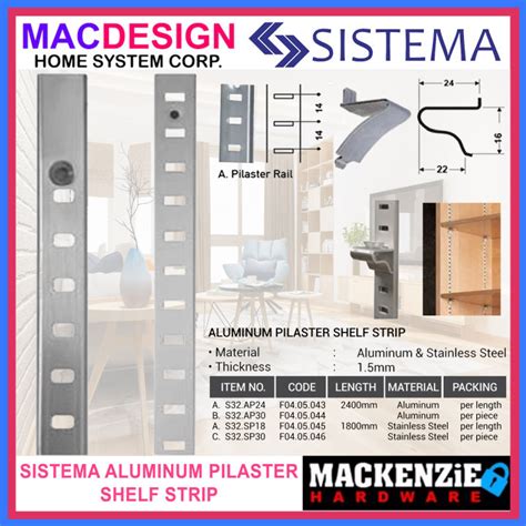 Sistema Aluminum Pilaster Shelf Strip Macdesign Home Official Seller