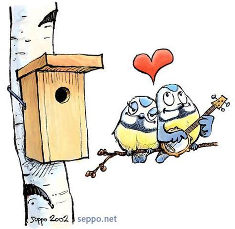 Birds - Spring - love in the air - Environmental Cartoons