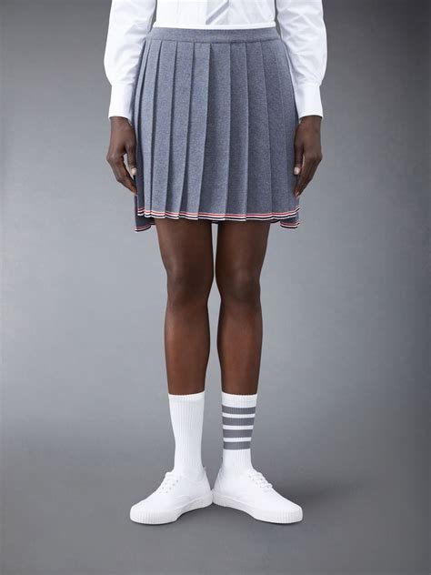 Full Needle Stitch Merino Wool Tipping Pleated Mini Skirt Thom Browne Official