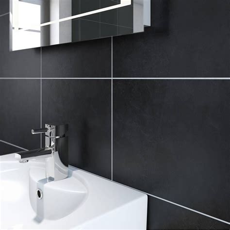 Matteo Black Ceramic Wall Tile 25cm X 33cm Bathroom Suite Dream