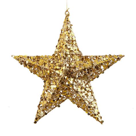 Gold Sequin Metal Star Ornament Table Decor Christmas And Winter