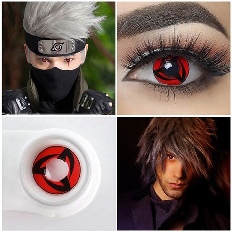 pair cosplay lenses naruto halloween colored contact lens  eyes red