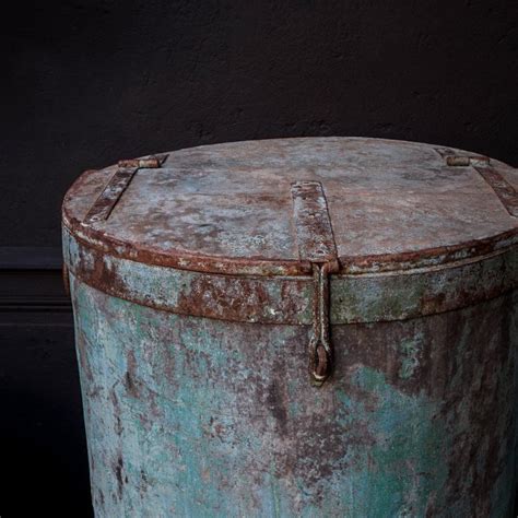 Two Large Vintage Metal Barrels At 1stdibs Antique Metal Barrel Old