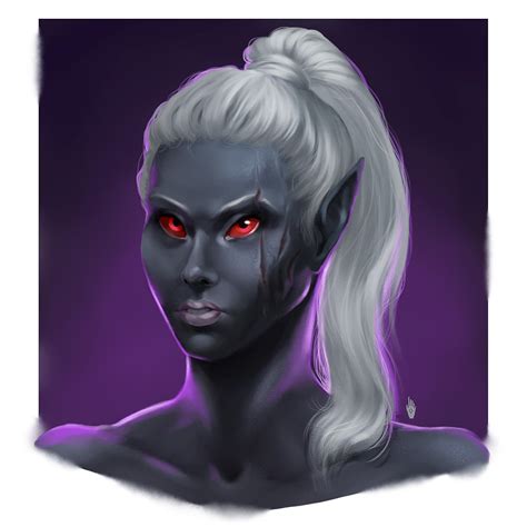 Oc Art A Recent Commission Of A Drow I Had A Blast Painting Her