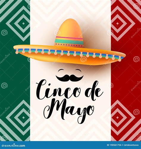 Mexican Holiday Cinco De Mayo Sombrero Mustache Vector Illustration