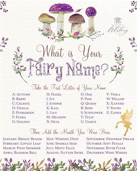 What Is Your Fairy Name Fairy Activity Sheet Fairy Name Etsy