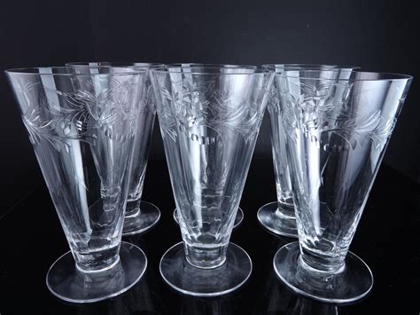 6 hawkes louise etched crystal iced tea tumblers etsy