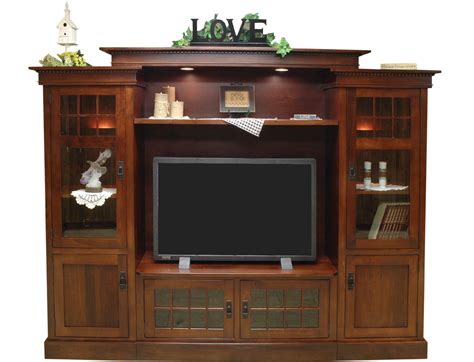 Entertainment Center with Wood & Glass Door Options - Amish Furniture of Austin