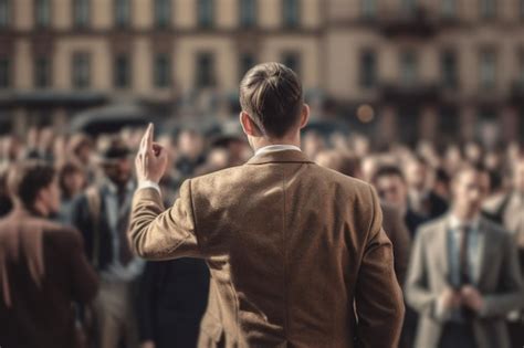 Premium AI Image A Man Stands In Front Of A Crowd Of People One Of