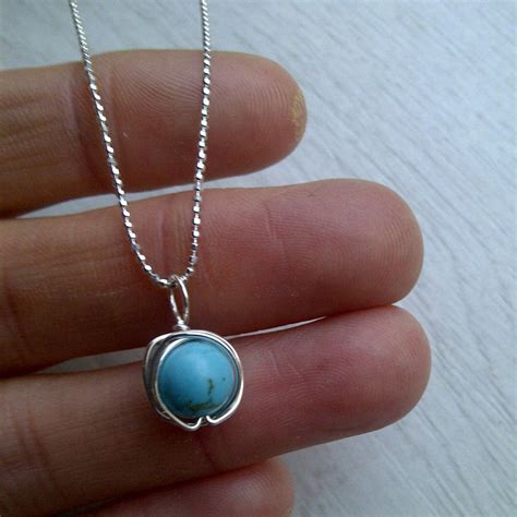 Sterling Silver Turquoise Necklace Designer Turquoise Pendant Etsy