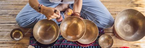 premium photo banner long format nepal buddha copper singing bowl at