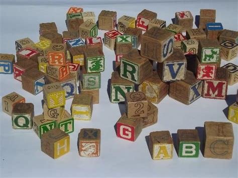 Vintage Wood Alphabet Blocks Antique And Newer Wooden Abc Letter Block Lot