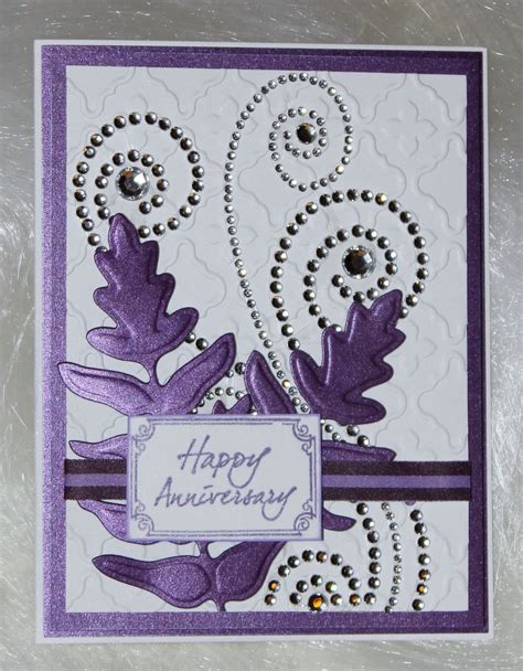 Jenfa cards a card using the inspiration pic from scrapbook boutique, three shades of green for less is more and pearls and swirls for crafty emma. Create N Craft - Anniversary Card with Rhinestone Swirls ...