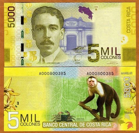 Costa Rica 5000 5000 2009 2012 P New Unc Monkey In 2024