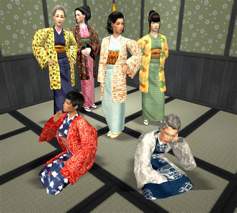 Mod The Sims Updatedtraditional Japanese Clothing Set Japanese