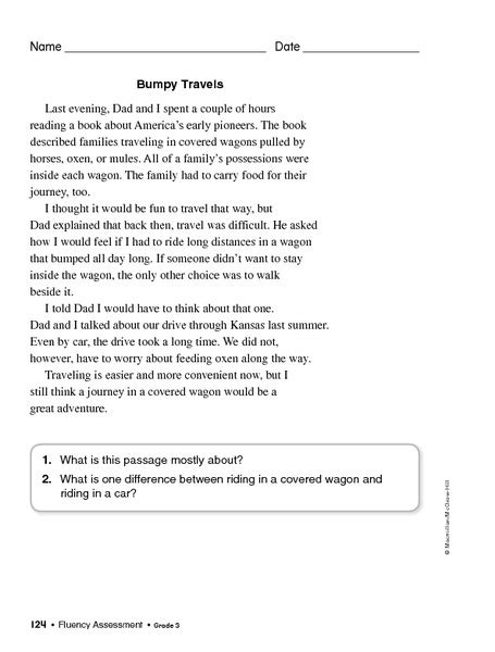 Fluency Passages 3rd Grade Worksheet For 3rd Grade Lesson Planet