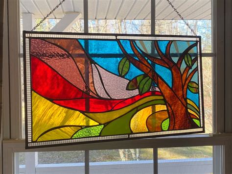 Stained Glass Tree Of Many Colors Original Design Custom Etsy