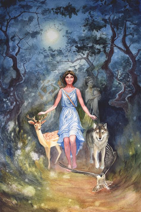 Greek Goddess Of The Hunt Artemis Wilderness Full Moon Etsy Uk