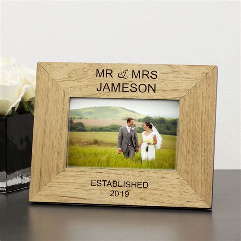 Personalised Mr And Mrs Wooden Photo Frame By Uniqueful