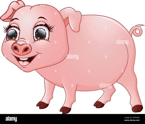 Cute Baby Pig Cartoon Isolated On White Background Stock Vector Image