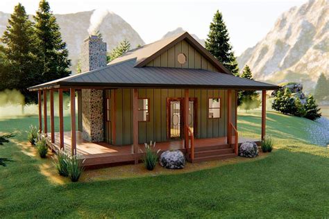 Plan 62697dj Cozy Vacation Retreat In 2020 House With Porch Cabin