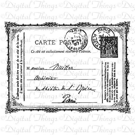 French Stamp French Postcard French Postmark By Digitalthings Vintage
