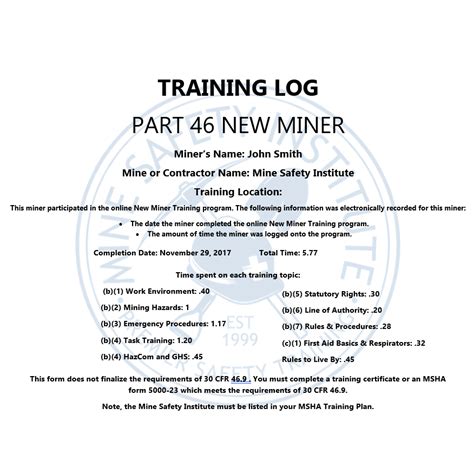 Msha Part 46 New Miner Training And Certification Mine Safety Institute