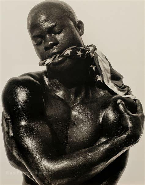 1990 vintage herb ritts black male nude djimon usa flag photo engraving 16x20 ebay