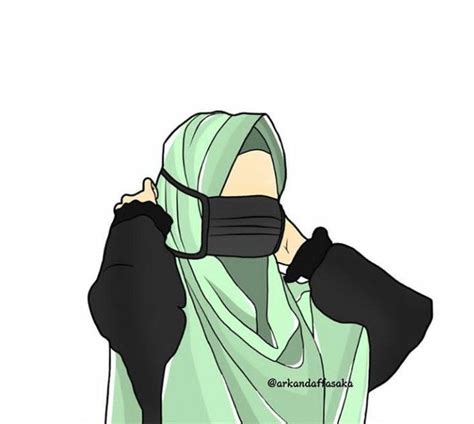 Gambar animasi muslimah pakai headset wanita muslimah pake masker. ga dibolehin pake cadar ya udah dibiasaiin pake masker ...