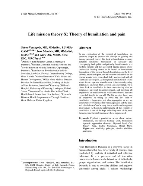Pdf Life Mission Theory X Theory Of Humiliation And Pain