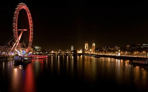 Wallpaper London City Cityscape Night Reflection Skyline