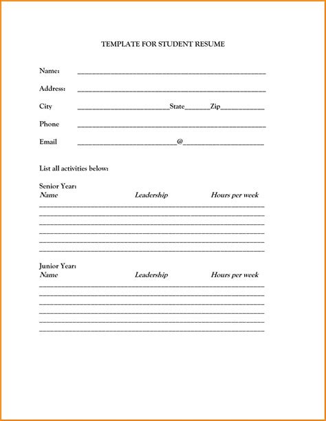 Free Blank Resume Forms Printable Printable Templates