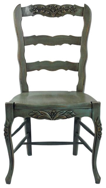 These durable wooden chairs feature supportive and decorative backrests with ladder stylization. French Country Side Chair - Farmhouse - Dining Chairs - by ...