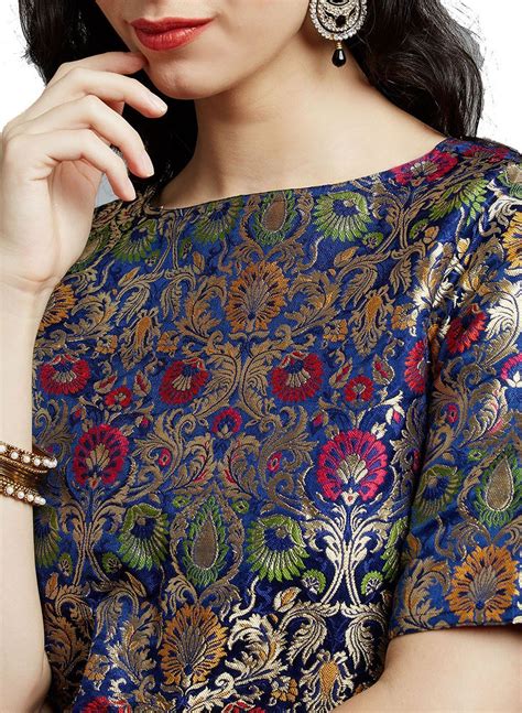 Jaipur Kurti Womens Multicolor Pure Silk Brocade Top With Chanderi