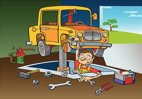 Best Car Repair Cartoon Illustrations Royalty Free Vector