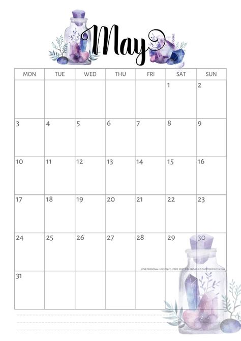 Free Printable 2023 Calendar Pdf Crystal Gems Cute Freebies For You