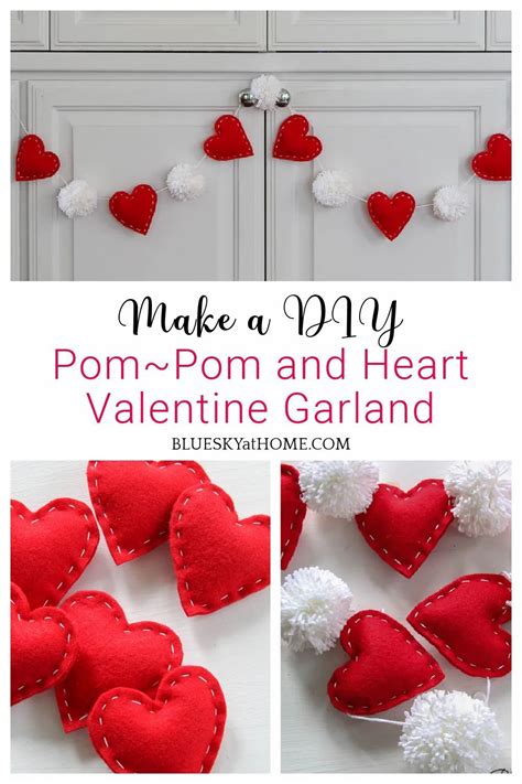 Pinterest Inspired Pom~pom And Heart Valentine Garland In 2021