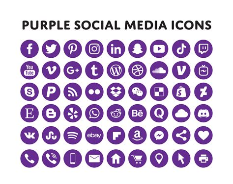 Purple Social Media Icons Bundle Over 200 Social Media Icons Blog Icons