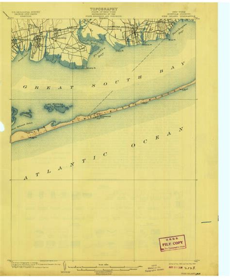 Fire Island New York 1903 1908 Usgs Old Topo Map 15x15 Quad Old Maps