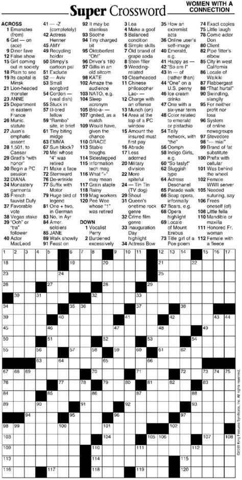Printable Crossword Puzzles And Answers Free Crossword Puzzles Printable