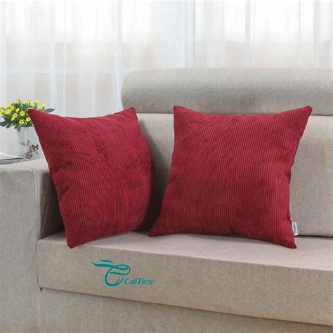 2pcs Square Calitime Cushion Cover Pillows Shell Corduroy Striped Super